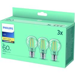 Philips LED 77777700 LED Energetická třída (EEK2021) E (A - G) E27 klasická žárovka 7 W = 60 W teplá bílá (Ø x v) 6 cm x 110 mm 3 ks