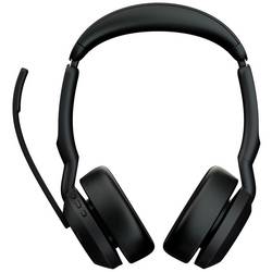 Jabra Evolve2 55 UC Stereo Headset otevřená (On Ear) Bluetooth® stereo černá Potlačení hluku Vypnutí zvuku mikrofonu, regulace hlasitosti Počítače