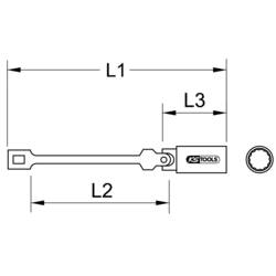 KS Tools 517.1192 Hlavice na zapalovací svíčky 3/8 s kloubem, dlouhá, 16 mm