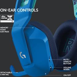Logitech Gaming G733 LIGHTSPEED Headset otevřená (On Ear) bezdrátová 7.1 Surround modrá regulace hlasitosti Gaming