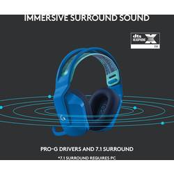 Logitech Gaming G733 LIGHTSPEED Headset otevřená (On Ear) bezdrátová 7.1 Surround modrá regulace hlasitosti Gaming