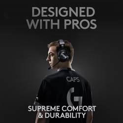 Logitech Gaming PRO X Headset otevřená (On Ear) bezdrátová 7.1 Surround černá regulace hlasitosti, Vypnutí zvuku mikrofonu Gaming