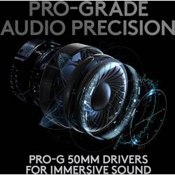 Logitech Gaming PRO X Headset otevřená (On Ear) bezdrátová 7.1 Surround černá regulace hlasitosti, Vypnutí zvuku mikrofonu Gaming
