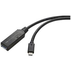 Renkforce USB kabel USB 3.2 Gen1 USB-C ® zástrčka, USB-A zásuvka 5.00 m černá Aktivní se zesílením signálu, s funkcí OTG RF-5231962