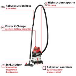 Einhell Power X-Change TC-VC 18/20 Li S-Solo 2347130 mokrý/suchý vysavač 20 l bez akumulátoru, bez nabíječky