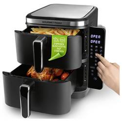 GourmetMaxx FryUp Vertical 15305 horkovzdušná fritéza 10 l 2800 W 2 samostatné regulátory teploty, nepřilnavý povlak, Digitální časovač černá