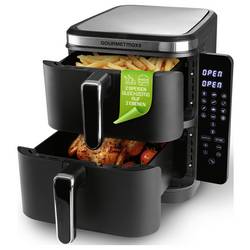 GourmetMaxx FryUp Vertical 15305 horkovzdušná fritéza 10 l 2800 W 2 samostatné regulátory teploty, nepřilnavý povlak, Digitální časovač černá