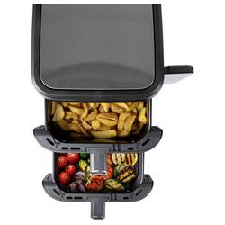 GourmetMaxx FryUp Vertical 15305 horkovzdušná fritéza 10 l 2800 W 2 samostatné regulátory teploty, nepřilnavý povlak, Digitální časovač černá