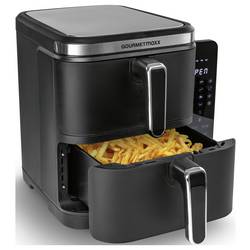 GourmetMaxx FryUp Vertical 15305 horkovzdušná fritéza 10 l 2800 W 2 samostatné regulátory teploty, nepřilnavý povlak, Digitální časovač černá