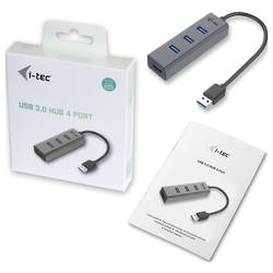 i-tec U3HUBMETAL403 USB Hub 4 porty USB-A USB 3.0 5 GBit/s šedá I-TEC USB 3.0 Metal HUB 4 port Passive