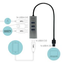 i-tec U3HUBMETAL403 USB Hub 4 porty USB-A USB 3.0 5 GBit/s šedá I-TEC USB 3.0 Metal HUB 4 port Passive