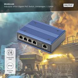 Digitus DN-651120 průmyslový ethernetový switch 10 / 100 / 1000 MBit/s IEEE 802.3af (12.95 W), IEEE 802.3at (25.5 W)