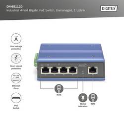Digitus DN-651120 průmyslový ethernetový switch 10 / 100 / 1000 MBit/s IEEE 802.3af (12.95 W), IEEE 802.3at (25.5 W)