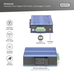 Digitus DN-651120 průmyslový ethernetový switch 10 / 100 / 1000 MBit/s IEEE 802.3af (12.95 W), IEEE 802.3at (25.5 W)