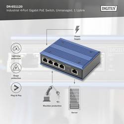 Digitus DN-651120 průmyslový ethernetový switch 10 / 100 / 1000 MBit/s IEEE 802.3af (12.95 W), IEEE 802.3at (25.5 W)