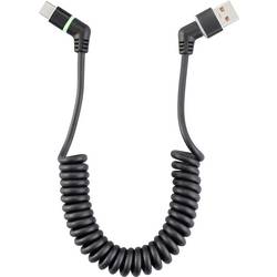 Renkforce USB kabel USB 2.0 USB-A zástrčka, USB-C ® zástrčka 1.50 m černá Zásuvné kontakty otočné o 360°, spirálový kabel RF-6713690