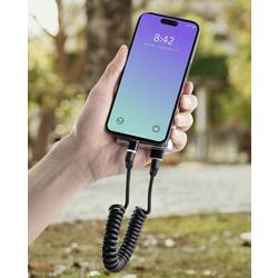 Renkforce USB kabel USB 2.0 USB-A zástrčka, USB-C ® zástrčka 1.50 m černá Zásuvné kontakty otočné o 360°, spirálový kabel RF-6713690