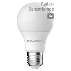 Megaman MM21155 LED Energetická třída (EEK2021) F (A - G) E27 klasická žárovka 7.5 W = 60 W teplá bílá (Ø x v) 60 mm x 109 mm vč. detektoru pohybu 1 ks