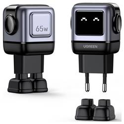 UGREEN Uno RG USB nabíječka, GaN, 2x USB-C®, 1x USB A , 65 W, Dodávka energie, Rychlé nabíjení, Quick Charge, šedá