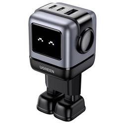 UGREEN Uno RG USB nabíječka, GaN, 2x USB-C®, 1x USB A , 65 W, Dodávka energie, Rychlé nabíjení, Quick Charge, šedá
