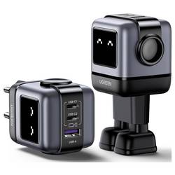 UGREEN Uno RG USB nabíječka, GaN, 2x USB-C®, 1x USB A , 65 W, Dodávka energie, Rychlé nabíjení, Quick Charge, šedá