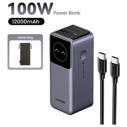 UGREEN UGREEN PB724 12K 100W PowerBank 1C1A powerbanka Li-Ion, 12000 mAh, Power Delivery 3.0, šedá, Možnost současného nabíjení a vybíjení
