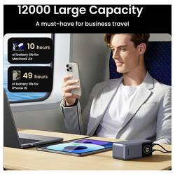 UGREEN UGREEN PB724 12K 100W PowerBank 1C1A powerbanka Li-Ion, 12000 mAh, Power Delivery 3.0, šedá, Možnost současného nabíjení a vybíjení