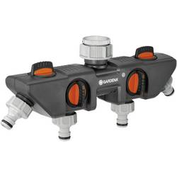GARDENA 08194-20 4cestný rozdělovač rychlospojka, 26,44 mm (3/4) vnější závit, 33,25 mm (1) vnější závit s regulačním ventilem