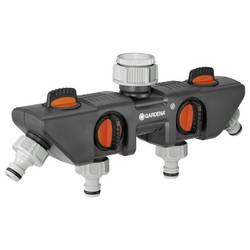 GARDENA 08194-20 4cestný rozdělovač rychlospojka, 26,44 mm (3/4) vnější závit, 33,25 mm (1) vnější závit s regulačním ventilem