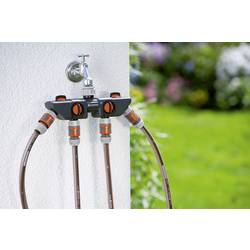 GARDENA 08194-20 4cestný rozdělovač rychlospojka, 26,44 mm (3/4) vnější závit, 33,25 mm (1) vnější závit s regulačním ventilem