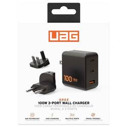 Urban Armor Gear SRGE USB nabíječka, GaN, USB-C® zásuvka (nabíjení), USB-A zásuvka, 100 W, Dodávka energie, černá
