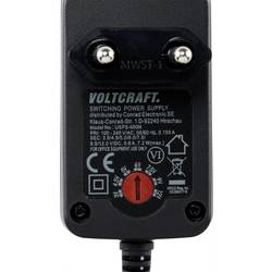 VOLTCRAFT VC-11258680 zásuvkový napájecí adaptér, nastavitelný, regulovatelné výstupní napětí, 3 V/DC, 4.5 V/DC, 5 V/DC, 6 V/DC, 7.5 V/DC, 9 V/DC, 12 V/DC, 0.6