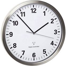 TFA Dostmann 60.3523.02 DCF nástěnné hodiny 30.5 cm x 43 mm, nerezová ocel, tiché hodiny (bez tikání) , funkce úspory energie