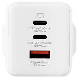 Skross Power Charger Combo+ 100W UK USB nabíječka, USB Power Delivery (USB-PD) , GaN, 2x USB-C®, 1x USB A , 100 W, Dodávka energie, bílá
