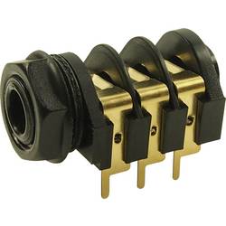 Cliff CL12327 jack konektor 6.35 mm zásuvka, vestavná horizontální Pólů: 3 stereo černá 1 ks