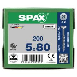 SPAX 0291010500805 šroub ze zápustnou hlavou 5 mm 80 mm křížová drážka Pozidriv ocel 200 ks