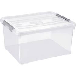 Curver 243813 Úložný box, HANDY, stohovatelné, (d x š x v) 490 x 390 x 250 mm, transparentní, stříbrná, 1 ks