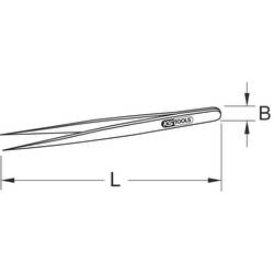 KS Tools 965.1301 Pinzeta, špičatá, 150 mm
