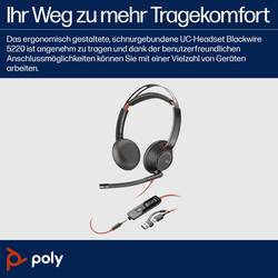HP Poly Headset Blackwire C5220 Stereo USB- Headset otevřená (On Ear) stereo černá Potlačení hluku Počítače