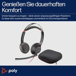 HP Poly Headset Blackwire C5220 Stereo USB- Headset otevřená (On Ear) stereo černá Potlačení hluku Počítače
