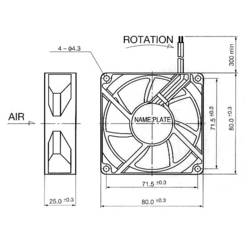 NMB Minebea 3110KL-04W-B50 axiální ventilátor, 12 V/DC, 66 m³/h, (d x š x v) 80 x 80 x 25 mm, 3110KL-04W-B50