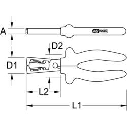 KS Tools 1171225, 117.1225, VDE, odizolovací kleště, vč. vyměnitelných nožů, 0.5 do 5 mm²
