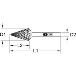 KS Tools 515.3271 frézovací kolík , tvrdokov, strom, Délka 38.5 mm, Vnější Ø 3 mm, Pracovní délka 27 mm, Ø hřídele 3.0 mm