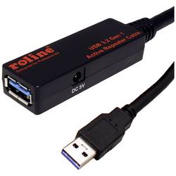 Roline USB kabel USB 3.2 Gen1 USB-A zástrčka, USB-A zásuvka 10.00 m černá Aktivní se zesílením signálu 12.04.1070