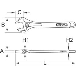 KS Tools 577.0375 Rollgabelschlüssel 375mm Maulweite bis 43mm verchromt přestavitelný klíč Délka klíče (cm) (jen pro nadpis) 43 mm