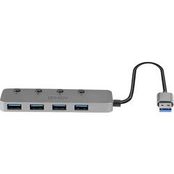 LINDY 4 Port USB 3.0 Hub mit Ein-/Ausschaltern 4 porty USB Hub lze spínat jednotlivě šedá