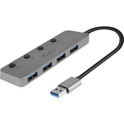 LINDY 4 Port USB 3.0 Hub mit Ein-/Ausschaltern 4 porty USB Hub lze spínat jednotlivě šedá
