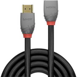 LINDY HDMI prodlužovací kabel Zástrčka HDMI-A, Zásuvka HDMI-A 2.00 m antracitová, černá, červená 36477 4K UHD, pozlacené kontakty HDMI kabel