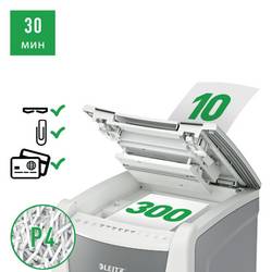 Leitz IQ Autofeed Office 300 P4 skartovačka 300 listů na kousky 4 x 30 mm P-4 60 l Křížový řez kancelářské sponky, sponky do sešívačky, kreditní karty