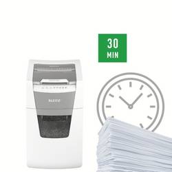 Leitz IQ Office 150 Autofeed P5 skartovačka 150 listů mikrořez 2 x 15 mm P-5 44 l Křížový řez kancelářské sponky, sponky do sešívačky, kreditní karty